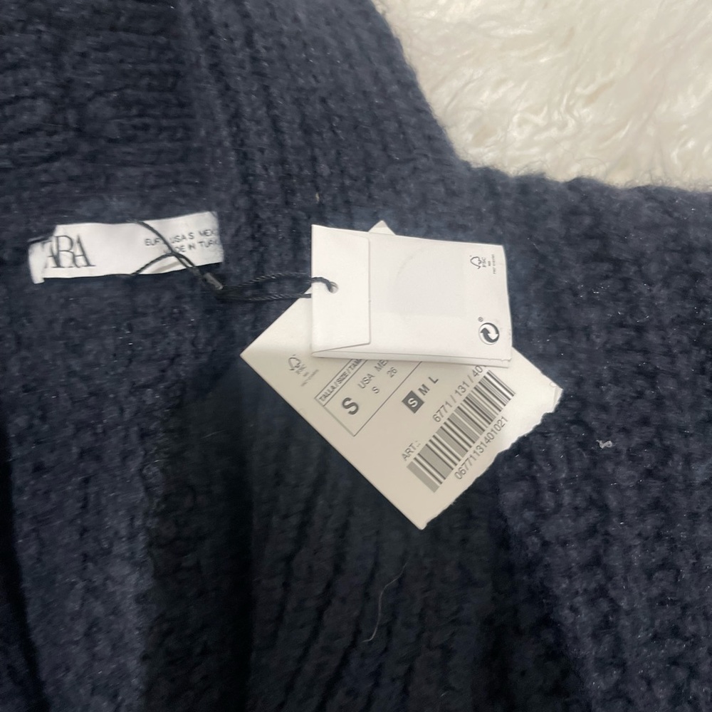 Zara oversize thick navy blue cardigan Sweater - Picture 8 of 8